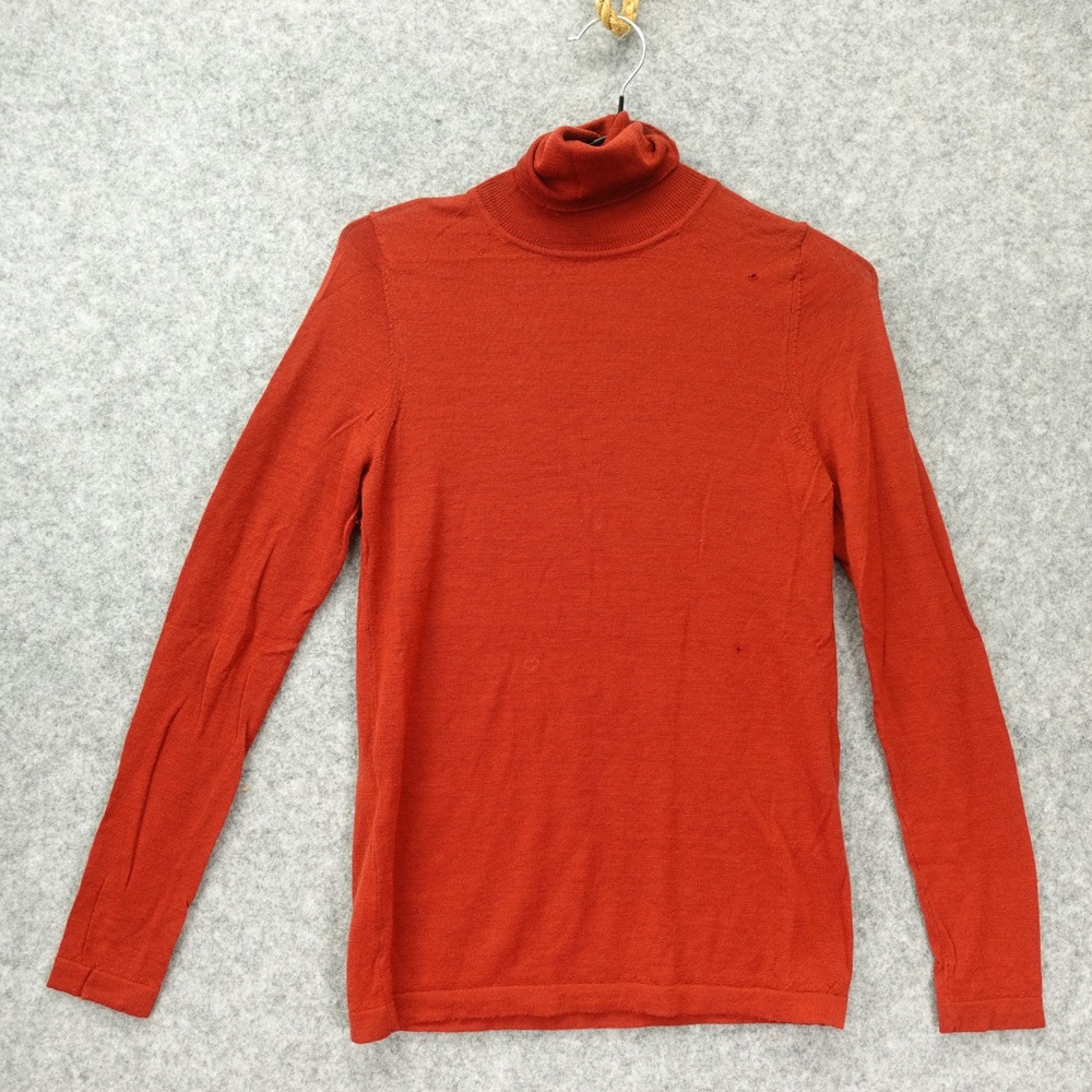 Turtleneck Wool Sweater Womens XS Burnt Orange Earthy Rust Fall Soft Cozy Fitted